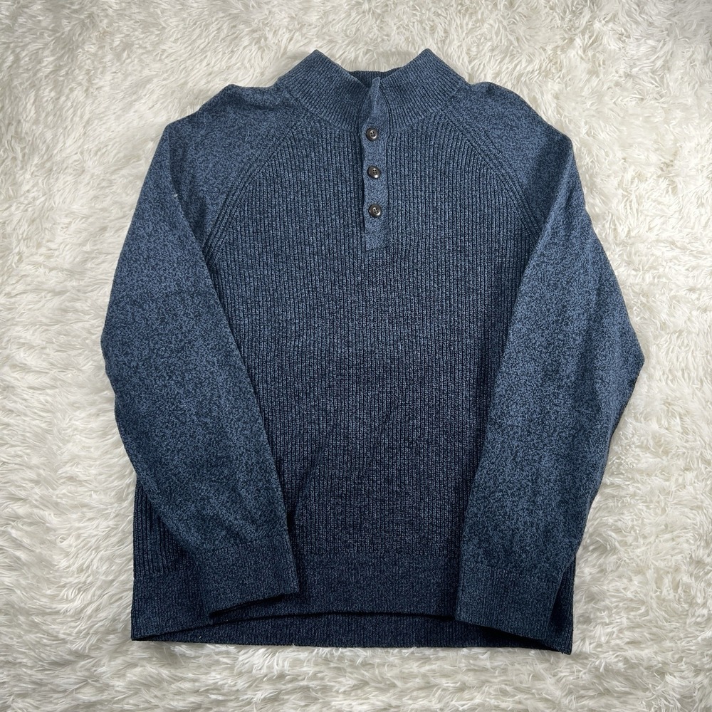 Gap Henley Sweater Mens XL Knit Blue High‎ Neck Long Sleeve Sweatshirt EUC